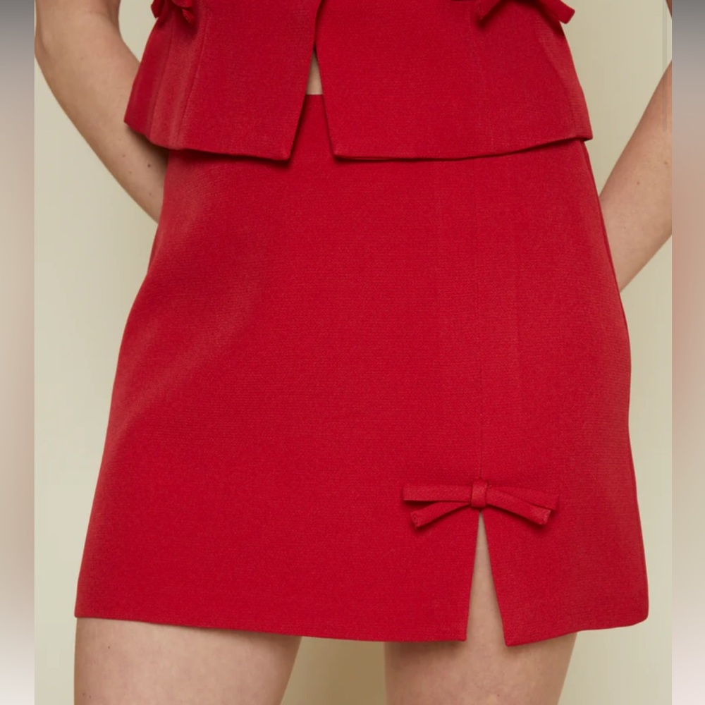 NWT Astr The Label Sophie Bow Embellished Mini Skirt